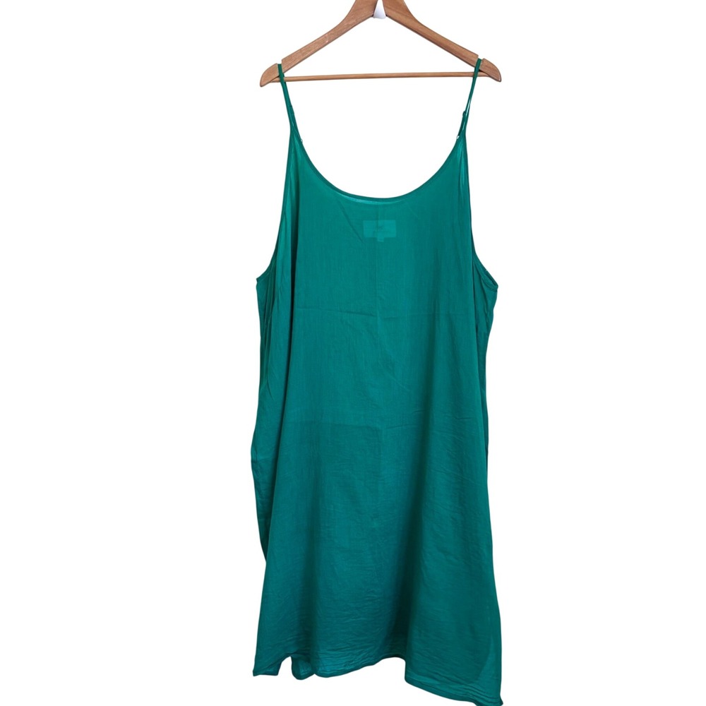 Print Fresh Womens Pajama Slip Dress 3X Green Cotton Voile Adjustable Straps